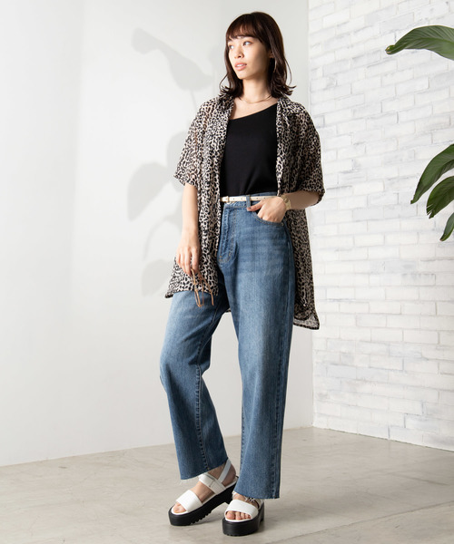 WEGO(ウィゴー)の「WEGO/デニムストレートワイドパンツ(デニムパンツ・レディース・インディゴブルー/ダークインディゴブルー/ライトインディゴブルー・MEDIUM/LARGE/SMALL)」の8枚目の写真