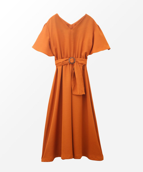 Luz Llena（ラズレナ）の「ベルト付きロングワンピース（ワンピース・レディース・ブラック/ベージュ/オレンジ・MEDIUM）」の3枚目の写真