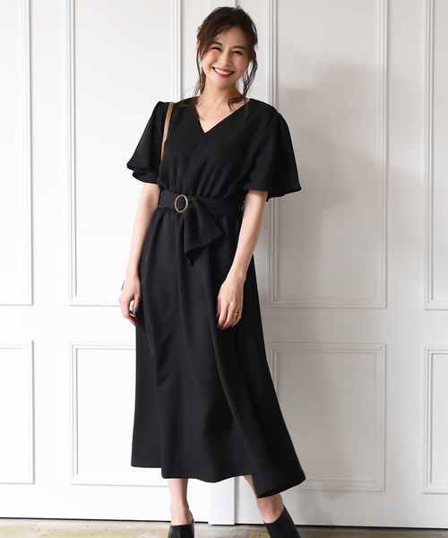 Luz Llena（ラズレナ）の「ベルト付きロングワンピース（ワンピース・レディース・ブラック/ベージュ/オレンジ・MEDIUM）」の2枚目の写真