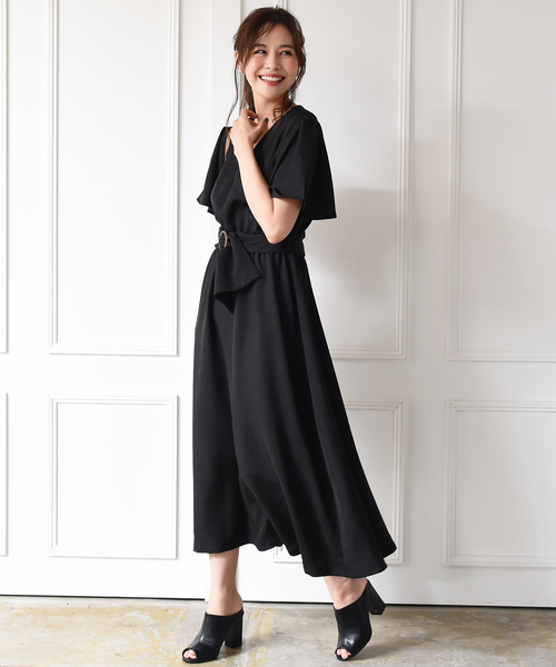 Luz Llena（ラズレナ）の「ベルト付きロングワンピース（ワンピース・レディース・ブラック/ベージュ/オレンジ・MEDIUM）」の5枚目の写真