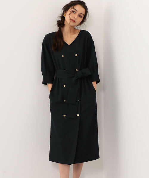 EMMEL REFINES（エメルリファインズ）の「【EMMEL REFINES】〔ハンドウォッシャブル〕FC H/WリネンライクPE フロントボタンワンピース（ワンピース・レディース・ナチュラル/ネイビー/ケリー・S/M）」の3枚目の写真