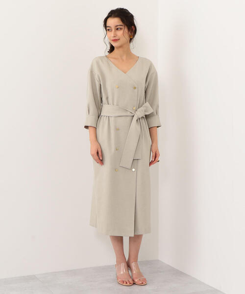 EMMEL REFINES（エメルリファインズ）の「【EMMEL REFINES】〔ハンドウォッシャブル〕FC H/WリネンライクPE フロントボタンワンピース（ワンピース・レディース・ナチュラル/ネイビー/ケリー・S/M）」の12枚目の写真