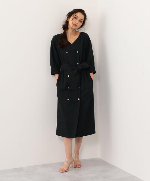 EMMEL REFINES（エメルリファインズ）の「【EMMEL REFINES】〔ハンドウォッシャブル〕FC H/WリネンライクPE フロントボタンワンピース（ワンピース・レディース・ナチュラル/ネイビー/ケリー・S/M）」の10枚目の写真