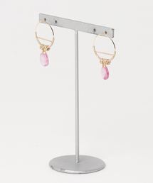 【U for you】ピンクトパーズサークルピアス