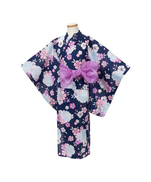 motherways(マザウェイズ)の「ガールズ 浴衣 全4柄(着物/浴衣)」|ネイビー