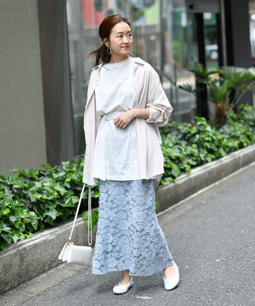 DouDou（ドゥドゥ）の「ベルト付BIGTシャツ（Tシャツ/カットソー・レディース・オフホワイト/ベージュ/ブラック・FREE）」の16枚目の写真