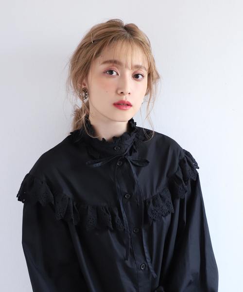 one after another NICE CLAUP（ワンアフターアナザーナイスクラップ）の「ヴィンテージフリルブラウス（シャツ/ブラウス・レディース・ブラック/ベージュ/オフホワイト・FREE）」の10枚目の写真