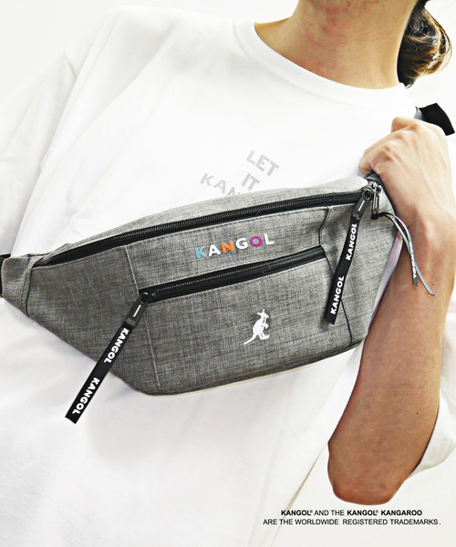 KANGOL（カンゴール）の「【 KANGOL / カンゴール 】 カラフルロゴ プリント ウェストバッグ（ボディバッグ/ウエストポーチ・メンズ・ブラック/ベージュ/グレー/ブラック×ホワイト・FREE）」の3枚目の写真