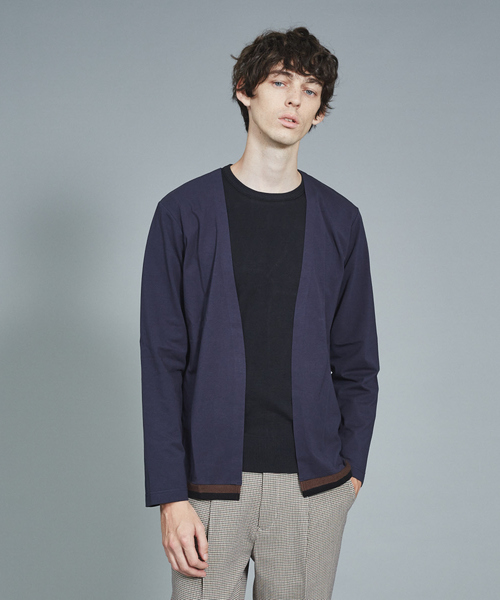 ABAHOUSE（アバハウス）の「【ノンストレス】圧着ボタンレスカーディガン（カーディガン/ボレロ・メンズ・ネイビー/ブラウン・46/48）」の2枚目の写真
