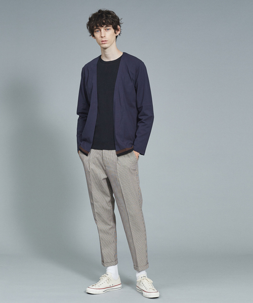 ABAHOUSE（アバハウス）の「【ノンストレス】圧着ボタンレスカーディガン（カーディガン/ボレロ・メンズ・ネイビー/ブラウン・46/48）」の3枚目の写真