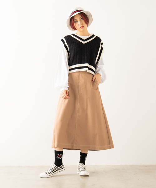 WEGO(ウィゴー)の「WEGO/チノフレアスカート(スカート・レディース・ブラック/ライトブラウン/ベージュ/カーキ・MEDIUM/SMALL/X-SMALL/LARGE)」の5枚目の写真