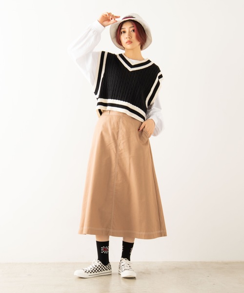 WEGO(ウィゴー)の「WEGO/チノフレアスカート(スカート・レディース・ブラック/ライトブラウン/ベージュ/カーキ・MEDIUM/SMALL/X-SMALL/LARGE)」の6枚目の写真