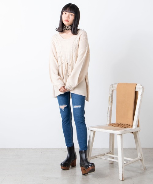 WEGO(ウィゴー)の「WEGO/ドロストチュニックセーター(ニット/セーター・レディース・ライトグレー/ライトベージュ・FREE)」の15枚目の写真
