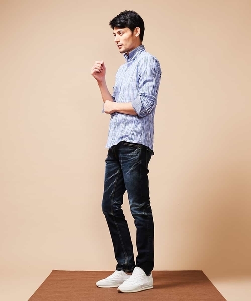 MICHEL KLEIN HOMME (ミッシェルクランオム)の「シャツ(タックグレンチェック)(シャツ/ブラウス・メンズ・ベージュ/ブルー・46/48/MEDIUM/LARGE)」の7枚目の写真