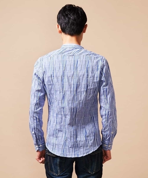 MICHEL KLEIN HOMME (ミッシェルクランオム)の「シャツ(タックグレンチェック)(シャツ/ブラウス・メンズ・ベージュ/ブルー・46/48/MEDIUM/LARGE)」の10枚目の写真