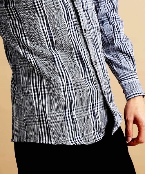 MICHEL KLEIN HOMME (ミッシェルクランオム)の「シャツ(タックグレンチェック)(シャツ/ブラウス・メンズ・ベージュ/ブルー・46/48/MEDIUM/LARGE)」の22枚目の写真