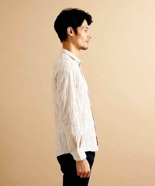 MICHEL KLEIN HOMME (ミッシェルクランオム)の「シャツ(タックグレンチェック)(シャツ/ブラウス・メンズ・ベージュ/ブルー・46/48/MEDIUM/LARGE)」の19枚目の写真