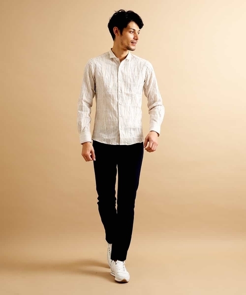 MICHEL KLEIN HOMME (ミッシェルクランオム)の「シャツ(タックグレンチェック)(シャツ/ブラウス・メンズ・ベージュ/ブルー・46/48/MEDIUM/LARGE)」の12枚目の写真