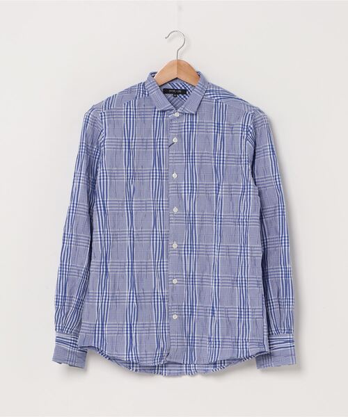 MICHEL KLEIN HOMME (ミッシェルクランオム)の「シャツ(タックグレンチェック)(シャツ/ブラウス・メンズ・ベージュ/ブルー・46/48/MEDIUM/LARGE)」の3枚目の写真
