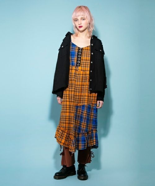 Candy Stripper(キャンディストリッパー)の「CHECK COMBINED CAMISOLE ワンピース(ワンピース・レディース・レッド/オレンジ・1/2)」の5枚目の写真
