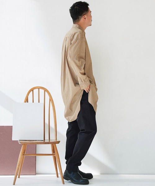 Sunny clouds(サニークラウズ)の「サニークラウズ ストライプロングシャツ(シャツ/ブラウス・メンズ・ベージュ/ブルー・SMALL/MEDIUM/LARGE/BL)」の5枚目の写真
