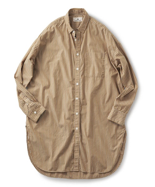 Sunny clouds(サニークラウズ)の「サニークラウズ ストライプロングシャツ(シャツ/ブラウス・メンズ・ベージュ/ブルー・SMALL/MEDIUM/LARGE/BL)」の13枚目の写真