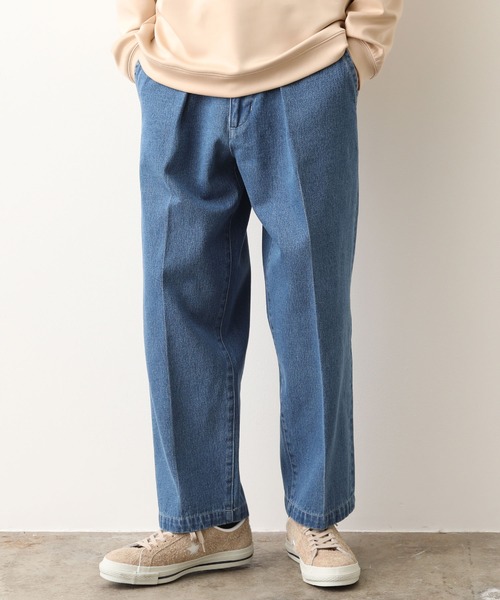 JUNRED(ジュンレッド)の「ミドルオンスデニムワイドテーパードタックパンツ(デニムパンツ・メンズ・ブルー/ネイビー・S/M/L)」の1枚目の写真