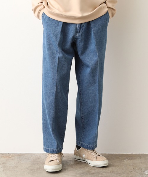 JUNRED(ジュンレッド)の「ミドルオンスデニムワイドテーパードタックパンツ(デニムパンツ・メンズ・ブルー/ネイビー・S/M/L)」の8枚目の写真
