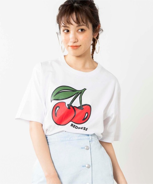 WEGO(ウィゴー)の「WEGO/CHERRYプリントTシャツ(Tシャツ/カットソー・レディース・ホワイト/ブラック・MEDIUM/SMALL/LARGE)」の2枚目の写真