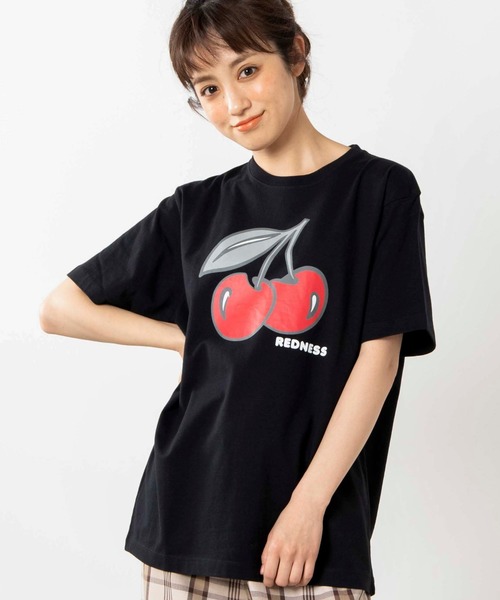WEGO(ウィゴー)の「WEGO/CHERRYプリントTシャツ(Tシャツ/カットソー・レディース・ホワイト/ブラック・MEDIUM/SMALL/LARGE)」の1枚目の写真