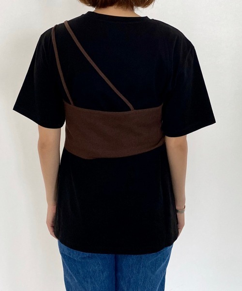 PAGEBOY（ページボーイ）の「ワンショルレイヤードカットソー（Tシャツ/カットソー・レディース・ブラック/オフホワイト/グレイッシュベージュ・FREE）」の7枚目の写真