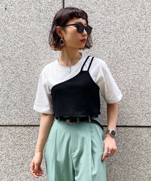 PAGEBOY（ページボーイ）の「ワンショルレイヤードカットソー（Tシャツ/カットソー・レディース・ブラック/オフホワイト/グレイッシュベージュ・FREE）」の8枚目の写真