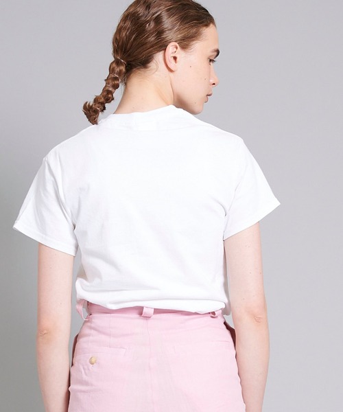 FUMIE TANAKA（フミエタナカ）の「【FUMIE=TANAKA(フミエタナカ)】レザーポケットTシャツ　F20S-33（Tシャツ/カットソー・レディース・ホワイト/キャメル/ネイビー・1）」の9枚目の写真