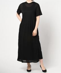 [ 2点セット ]シアーニットリブワンピ―ス+タンクトップマキシワンピース