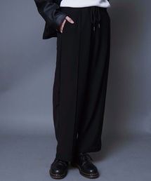 【UNIIT】[shadow check easy pants/シャドーチェックイージーパンツ(セットアップ対応)]ワイドチェックパンツ　チェック柄ワイドパンツ　無地ワイドパンツ