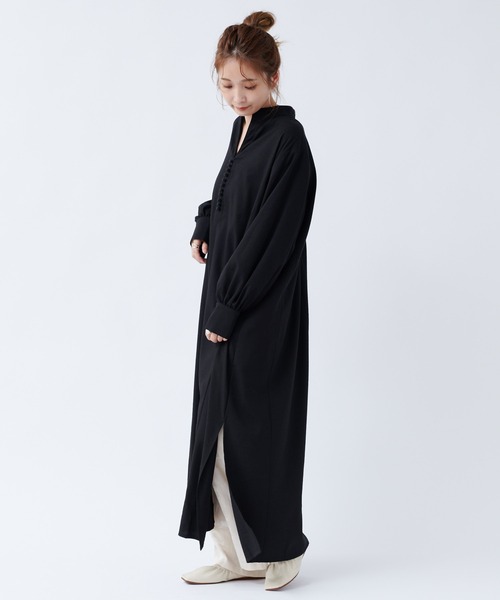DouDou（ドゥドゥ）の「パイピングカフタンワンピース（ワンピース・レディース・ブラック/カーキ・FREE）」の22枚目の写真
