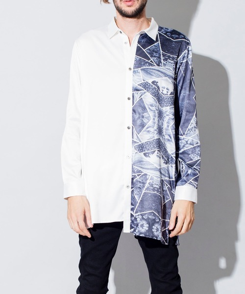 NO ID.(ノーアイディ)の「ステンドグラスロングSH(シャツ/ブラウス・メンズ・ブラック×ブラック/ブラック×ブルー/ホワイト×ブルー/ホワイト×ブラック・ONE SIZE)」の6枚目の写真