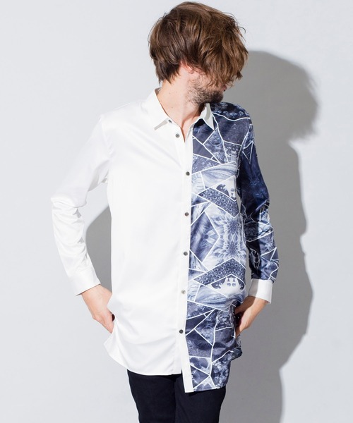 NO ID.(ノーアイディ)の「ステンドグラスロングSH(シャツ/ブラウス・メンズ・ブラック×ブラック/ブラック×ブルー/ホワイト×ブルー/ホワイト×ブラック・ONE SIZE)」の19枚目の写真