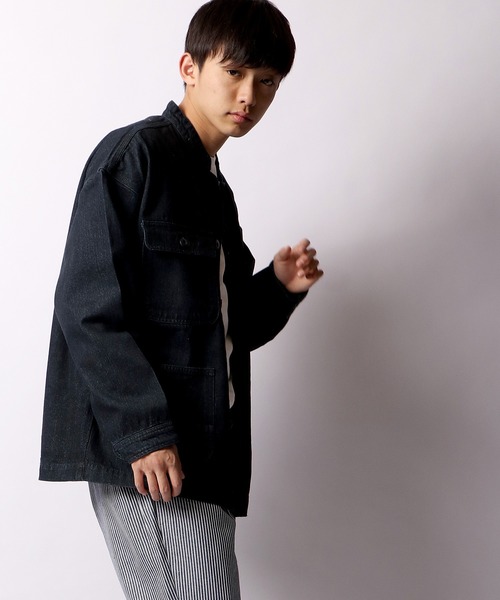 FREE GATE（フリーゲート）の「FREE GATE ビッグシルエット スラブデニム ノーカラー カバーオール（カバーオール・メンズ・ブルー/ネイビー/ブルー系その他・S/LL/L/M）」の9枚目の写真