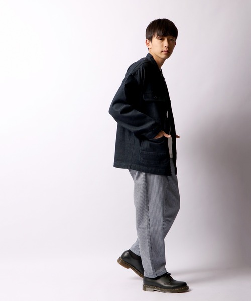 FREE GATE（フリーゲート）の「FREE GATE ビッグシルエット スラブデニム ノーカラー カバーオール（カバーオール・メンズ・ブルー/ネイビー/ブルー系その他・S/LL/L/M）」の12枚目の写真