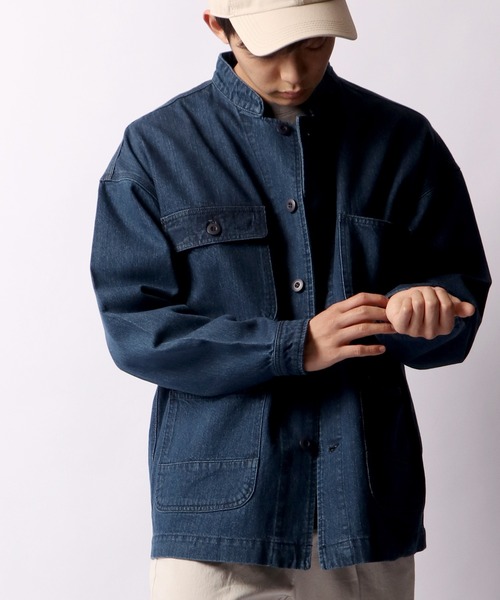 FREE GATE（フリーゲート）の「FREE GATE ビッグシルエット スラブデニム ノーカラー カバーオール（カバーオール・メンズ・ブルー/ネイビー/ブルー系その他・S/LL/L/M）」の22枚目の写真