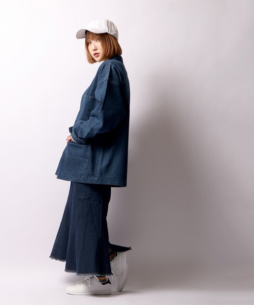 FREE GATE（フリーゲート）の「FREE GATE ビッグシルエット スラブデニム ノーカラー カバーオール（カバーオール・メンズ・ブルー/ネイビー/ブルー系その他・S/LL/L/M）」の19枚目の写真