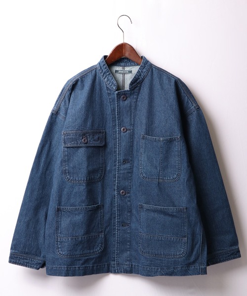 FREE GATE（フリーゲート）の「FREE GATE ビッグシルエット スラブデニム ノーカラー カバーオール（カバーオール・メンズ・ブルー/ネイビー/ブルー系その他・S/LL/L/M）」の16枚目の写真