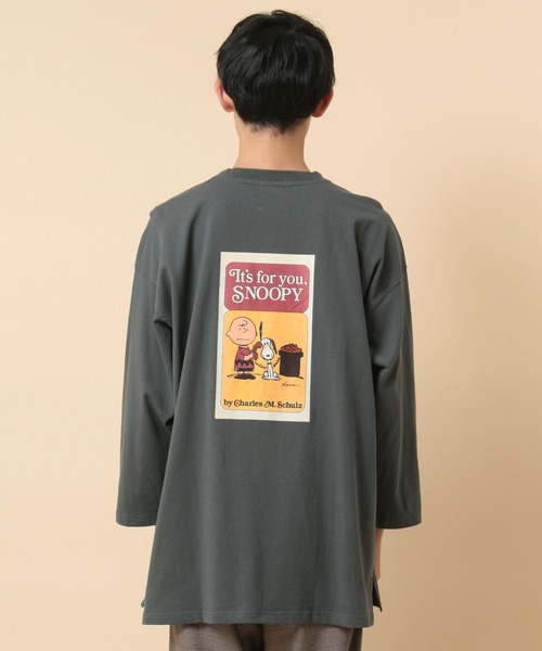 PEANUTS(ピーナッツ)の「【PEANUTS/ピーナッツ】スヌーピー バックプリント オーバーサイズ ユニセックス 八分袖Tシャツ/ロンT(Tシャツ/カットソー・メンズ・オフホワイト/グリーン/チャコールグレー/パープル・XL/M/L)」の18枚目の写真