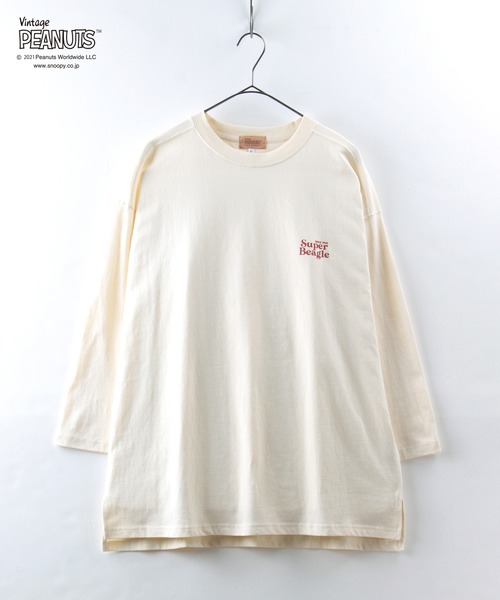 PEANUTS(ピーナッツ)の「【PEANUTS/ピーナッツ】スヌーピー バックプリント オーバーサイズ ユニセックス 八分袖Tシャツ/ロンT(Tシャツ/カットソー・メンズ・オフホワイト/グリーン/チャコールグレー/パープル・XL/M/L)」の5枚目の写真