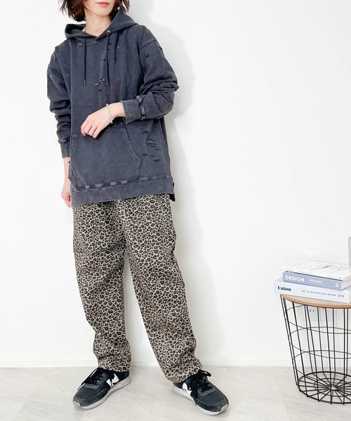 おしゃれ リラックス  レオパード パンツ Ｔシャツ セット ヒョウ柄 チュニック Tシャツ レディース 春夏秋 トップス