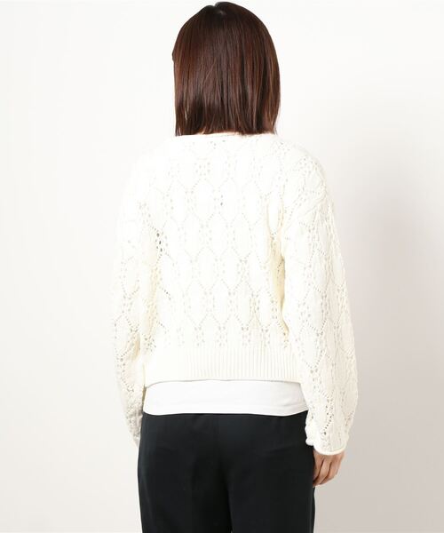 one after another NICE CLAUP（ワンアフターアナザーナイスクラップ）の「すかしあみカーディガン（カーディガン/ボレロ・レディース・ブラック/ベージュ/イエロー/アイボリー・FREE）」の5枚目の写真