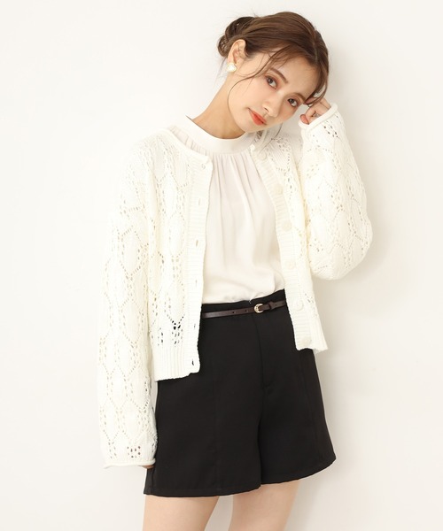 one after another NICE CLAUP（ワンアフターアナザーナイスクラップ）の「すかしあみカーディガン（カーディガン/ボレロ・レディース・ブラック/ベージュ/イエロー/アイボリー・FREE）」の17枚目の写真