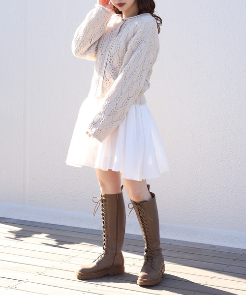 one after another NICE CLAUP（ワンアフターアナザーナイスクラップ）の「すかしあみカーディガン（カーディガン/ボレロ・レディース・ブラック/ベージュ/イエロー/アイボリー・FREE）」の10枚目の写真