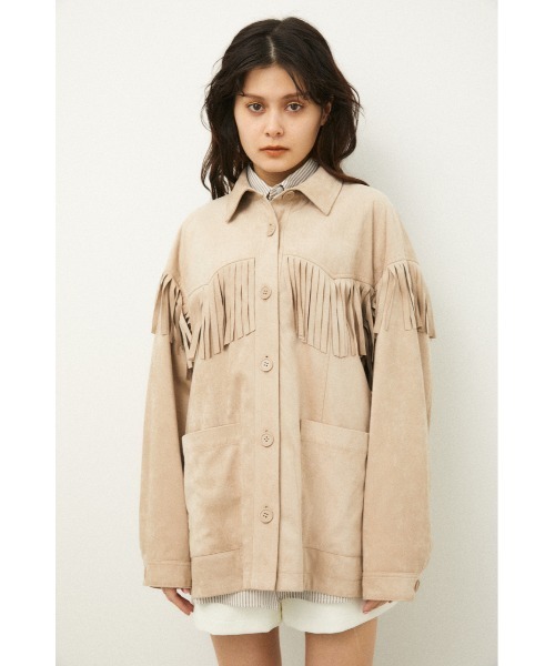 LAGUA GEM(ラグアジェム)の「WESTERN FRINGE JK(ミリタリージャケット・レディース・ライトベージュ/ライトブルー・FREE)」の6枚目の写真